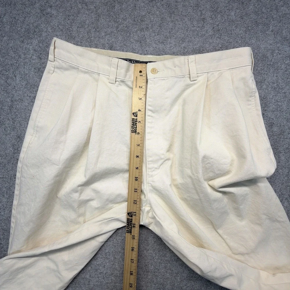 Vtg Polo Ralph Lauren Pants Mens 36x32 (Fits 34x31) Beige Hammond Pleated Chino